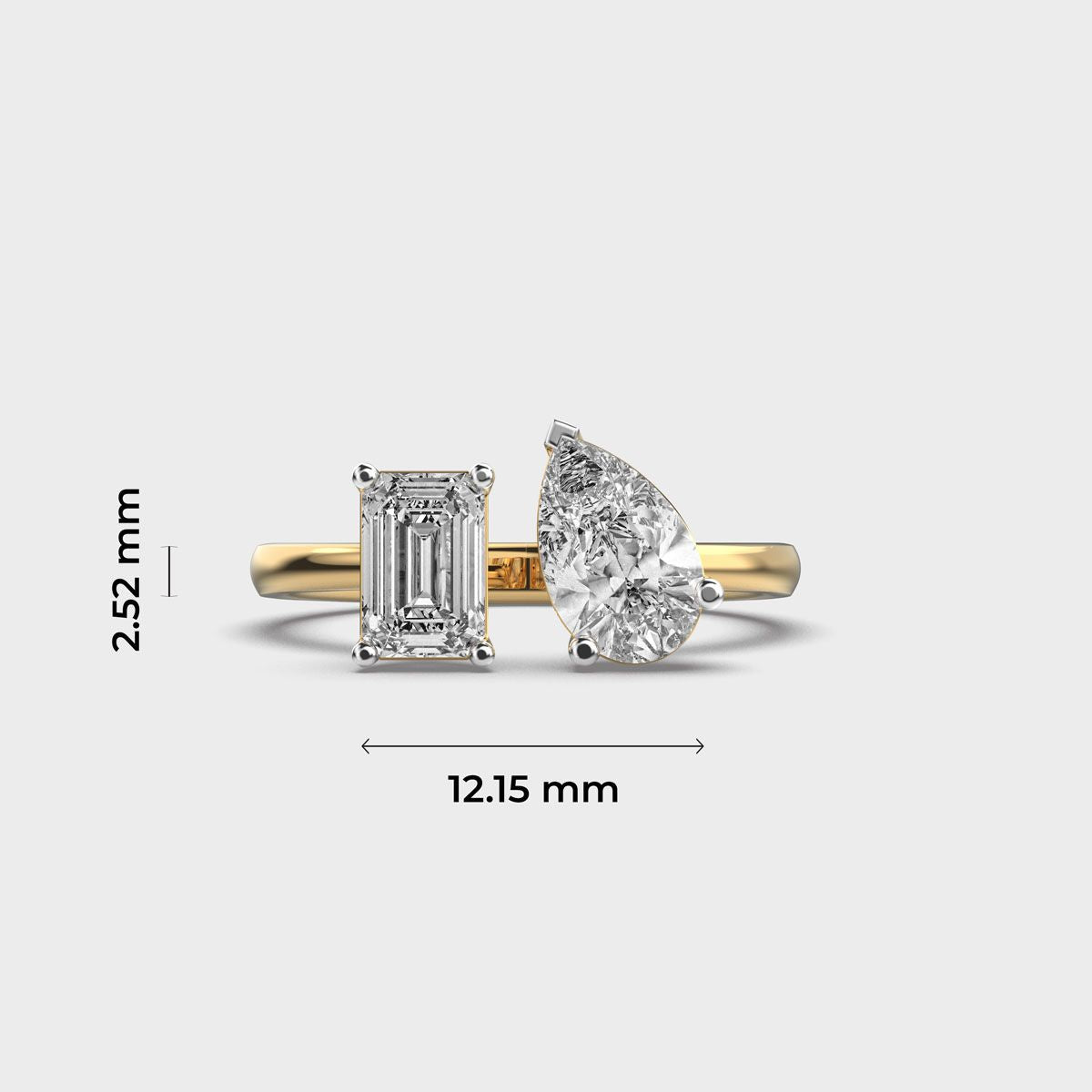 Toi Et Moi Emerald & Pear Diamond Ring - View 5