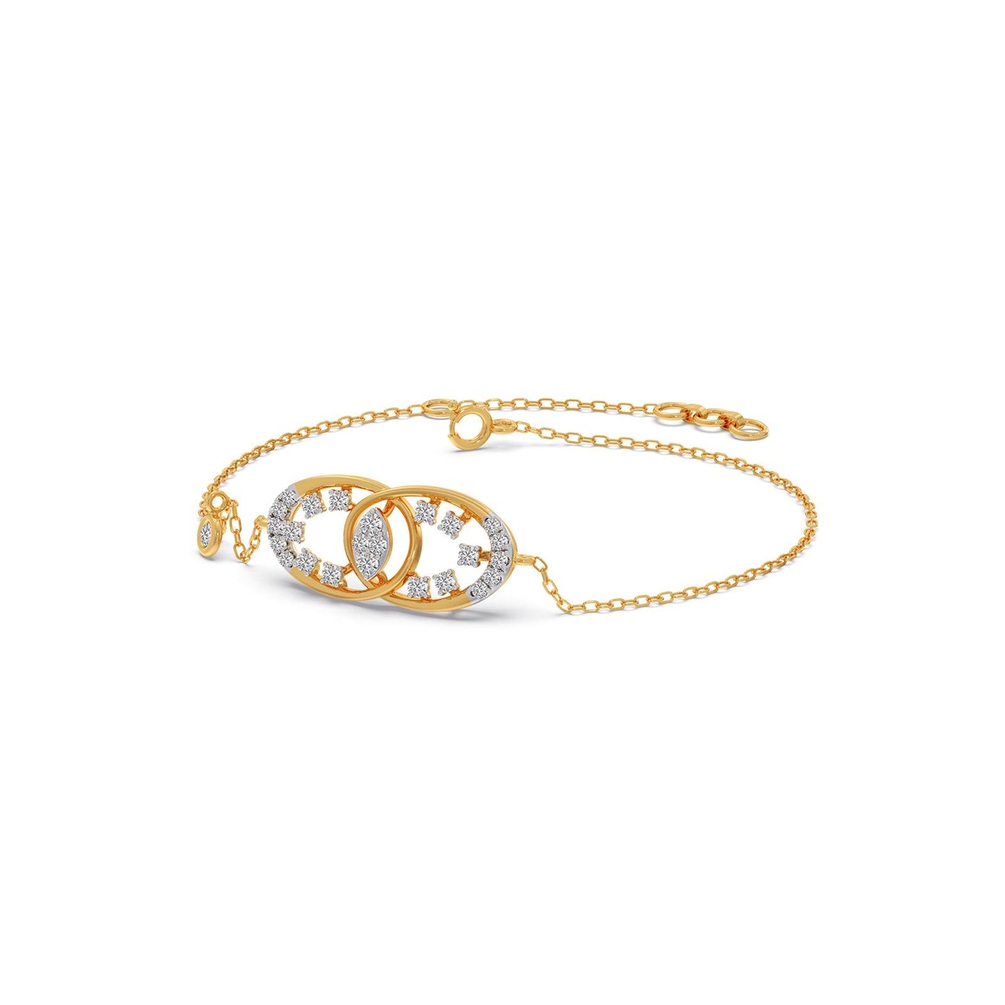 Twin Ellipse Inter Looped Diamond Bracelet