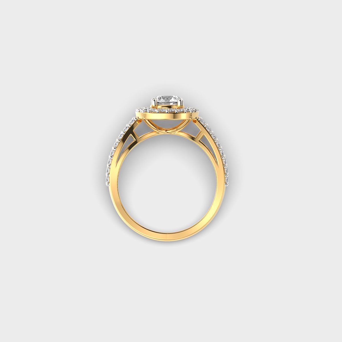 Brilliant Cut Diamond Halo Band Ring - View 4