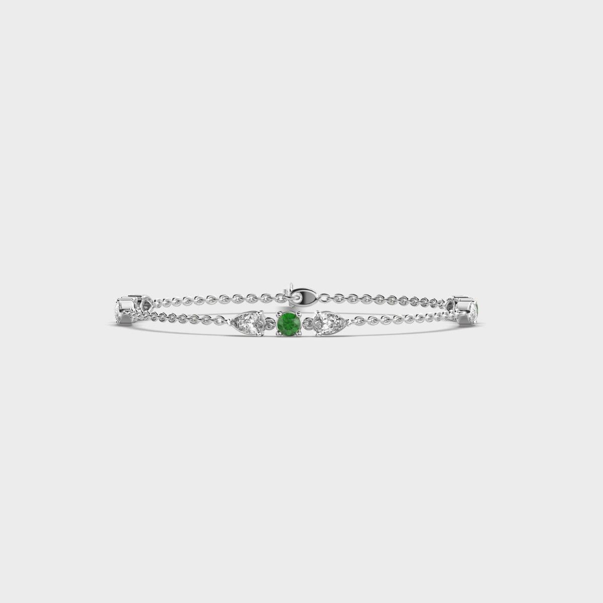 Minimal Green Stone Adele Diamond Bracelet
