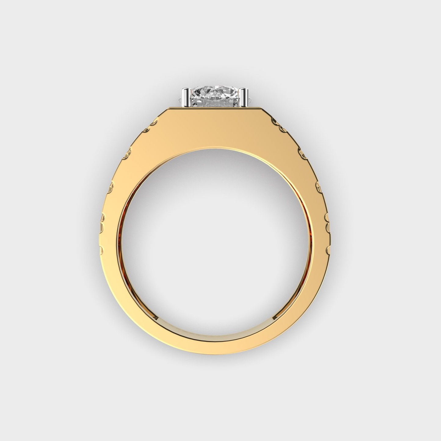 Quilted Solitaire Diamond Ring For Men - View 13