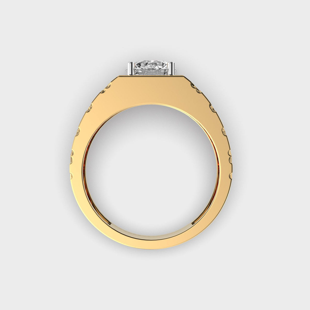 Quilted Solitaire Diamond Ring For Men - View 13
