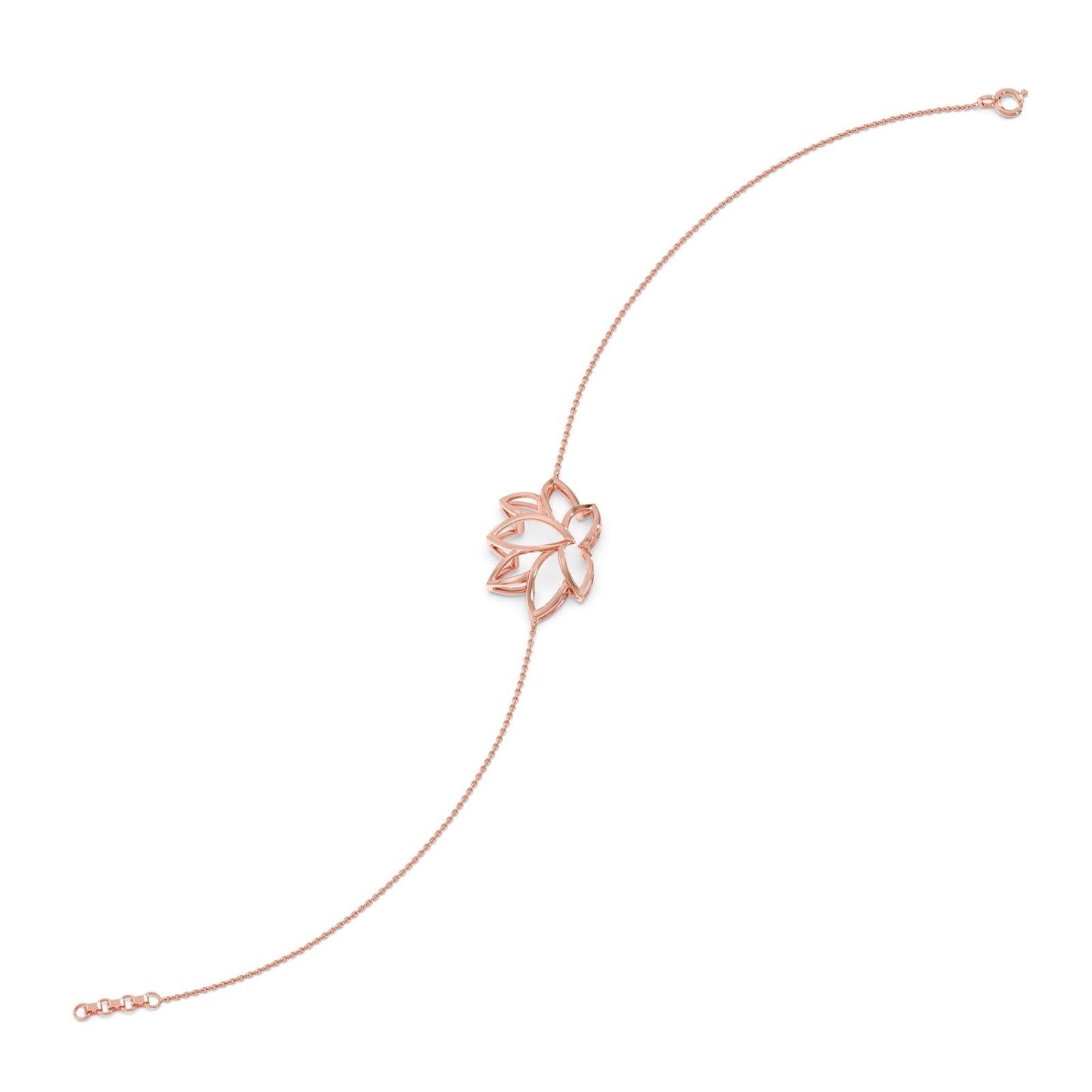 Lotus Plain Gold Chain Bracelet