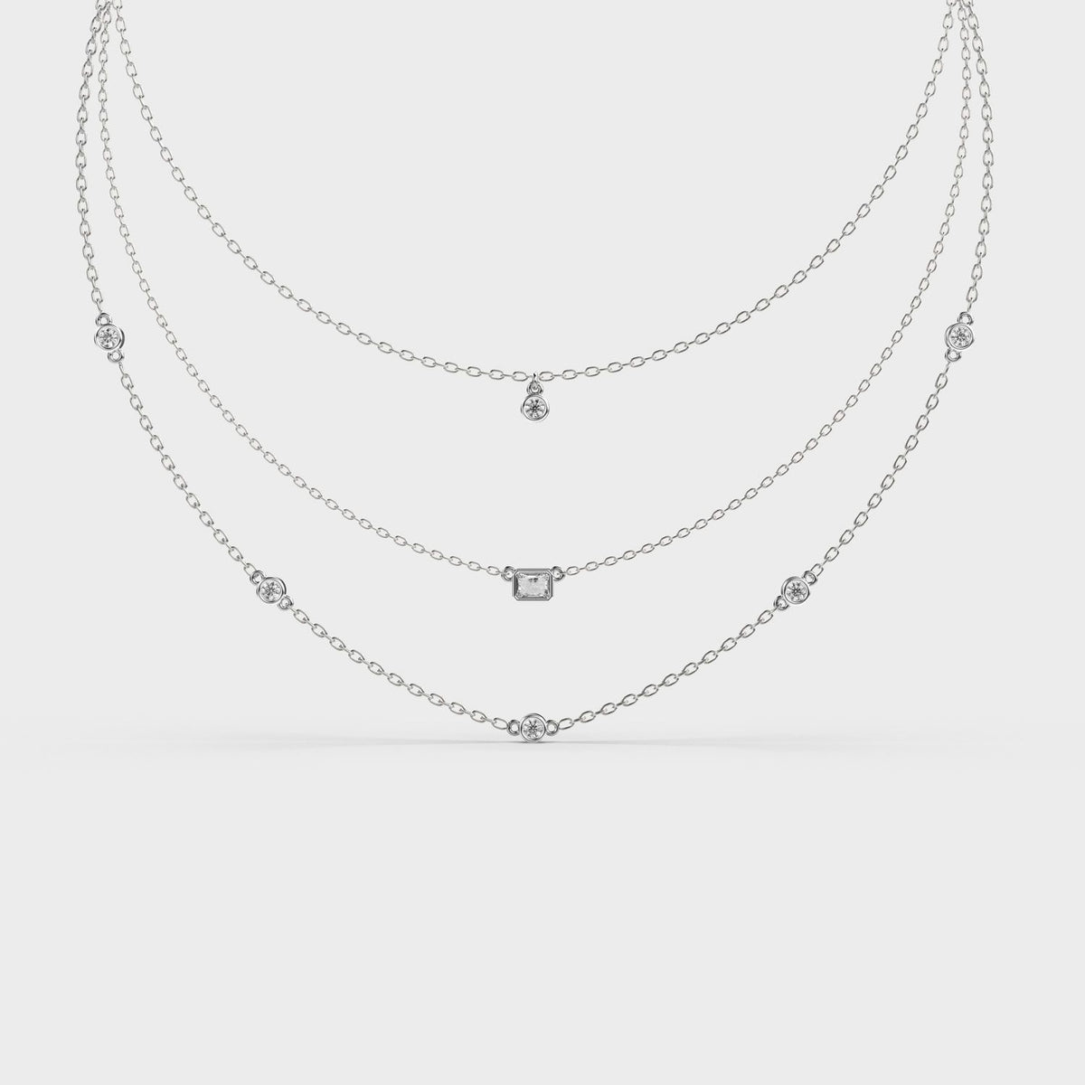 Three Layer Showcase Diamond Necklace