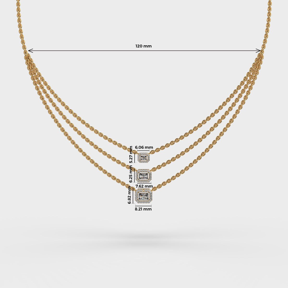 Three Layered Chic Diamond Necklace
