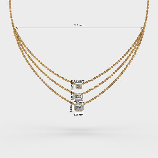 Three Layered Chic Diamond Necklace