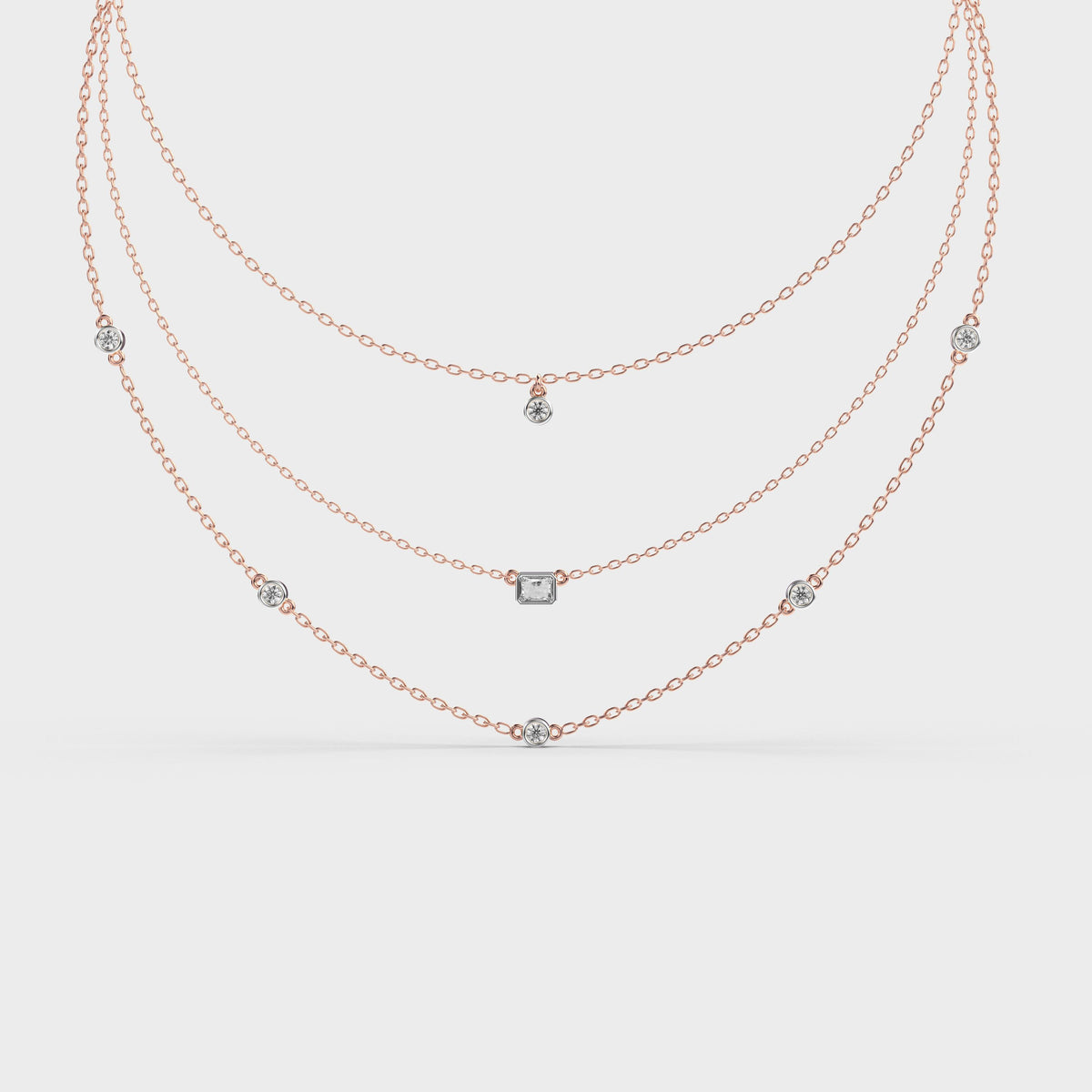 Three Layer Showcase Diamond Necklace