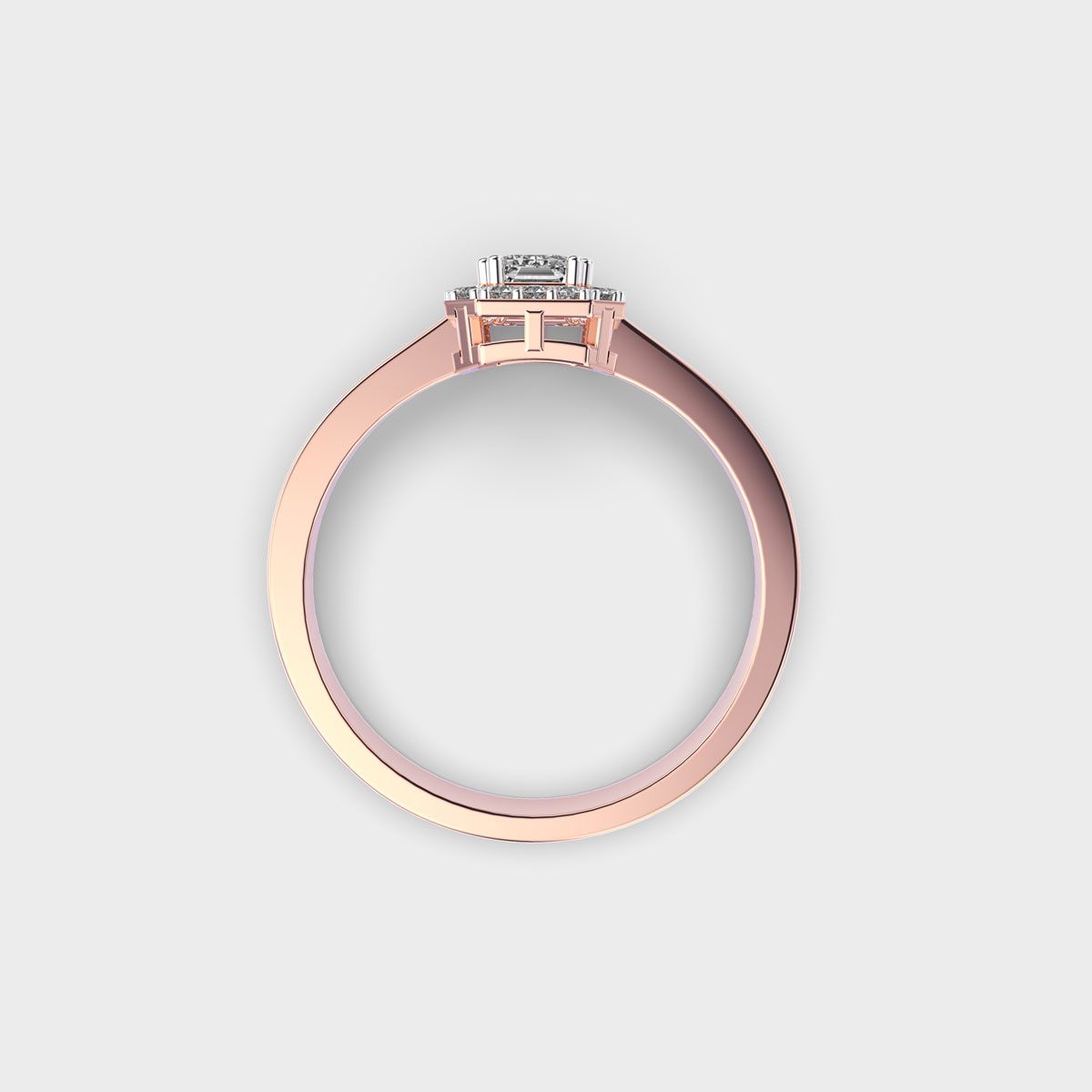 Emerald Diamond Halo Band Ring - View 10