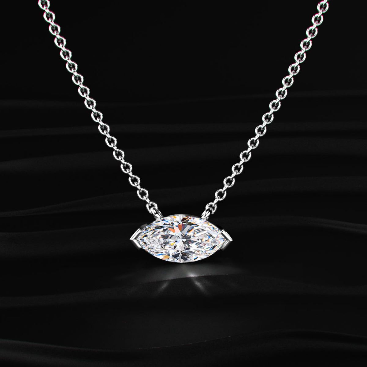 East West Marquise Solitaire Necklace