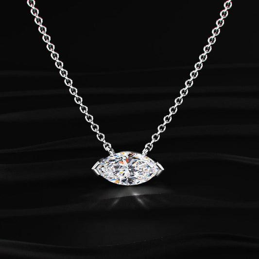East West Marquise Solitaire Necklace
