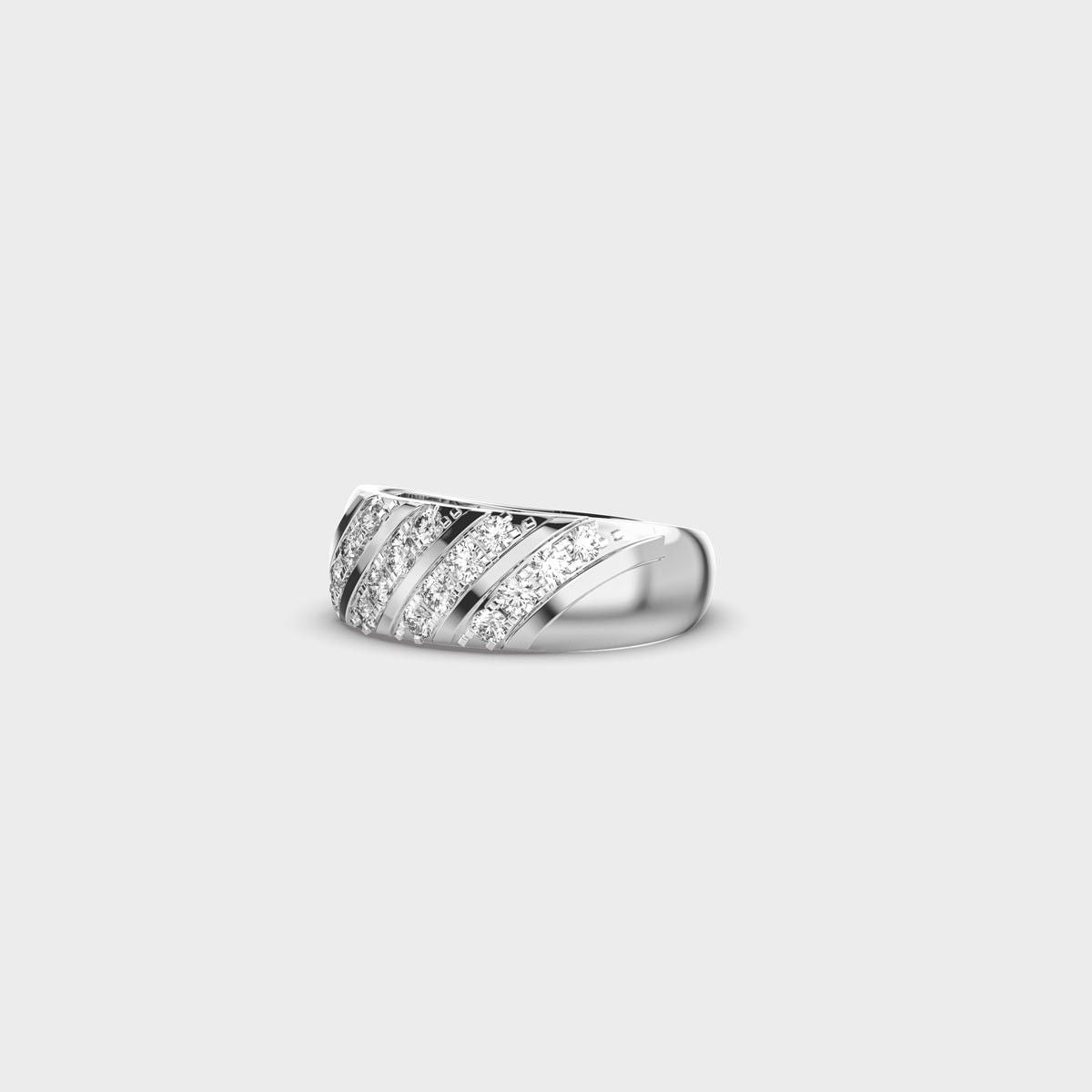 Four Line Chunky Round Diamond Ring - View 8