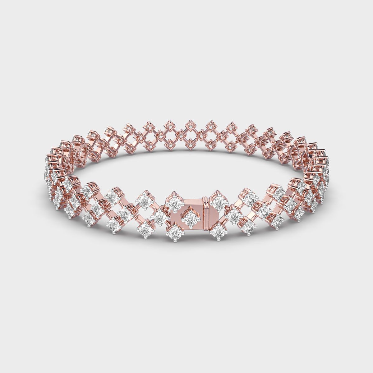 Clustered Diamond Mesh Wide Bracelet