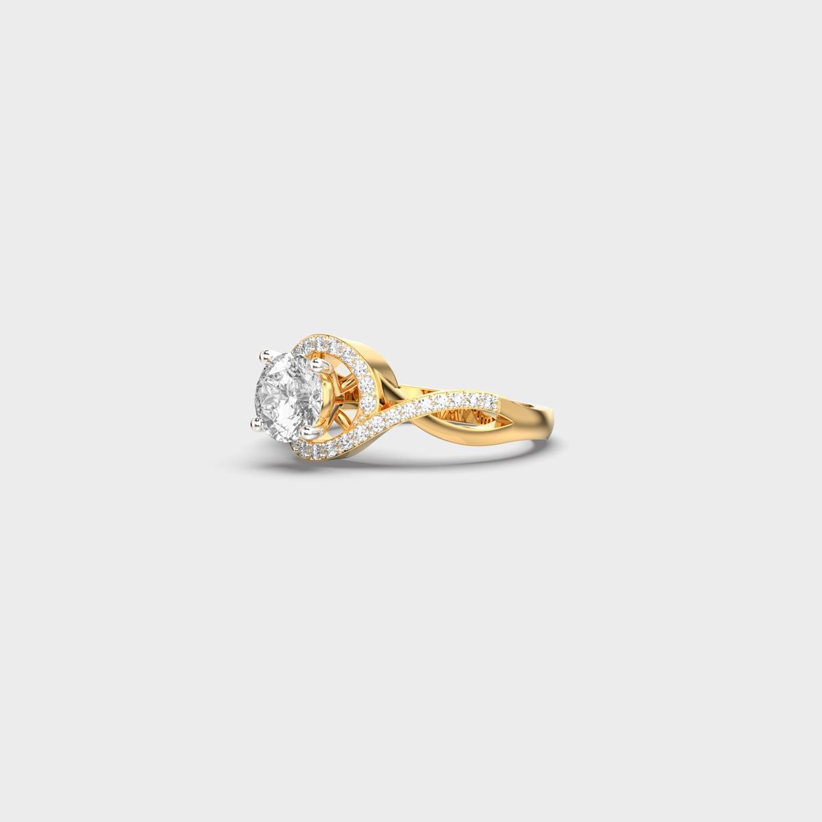 Twisted Halo Padma Cut Diamond Ring - View 2