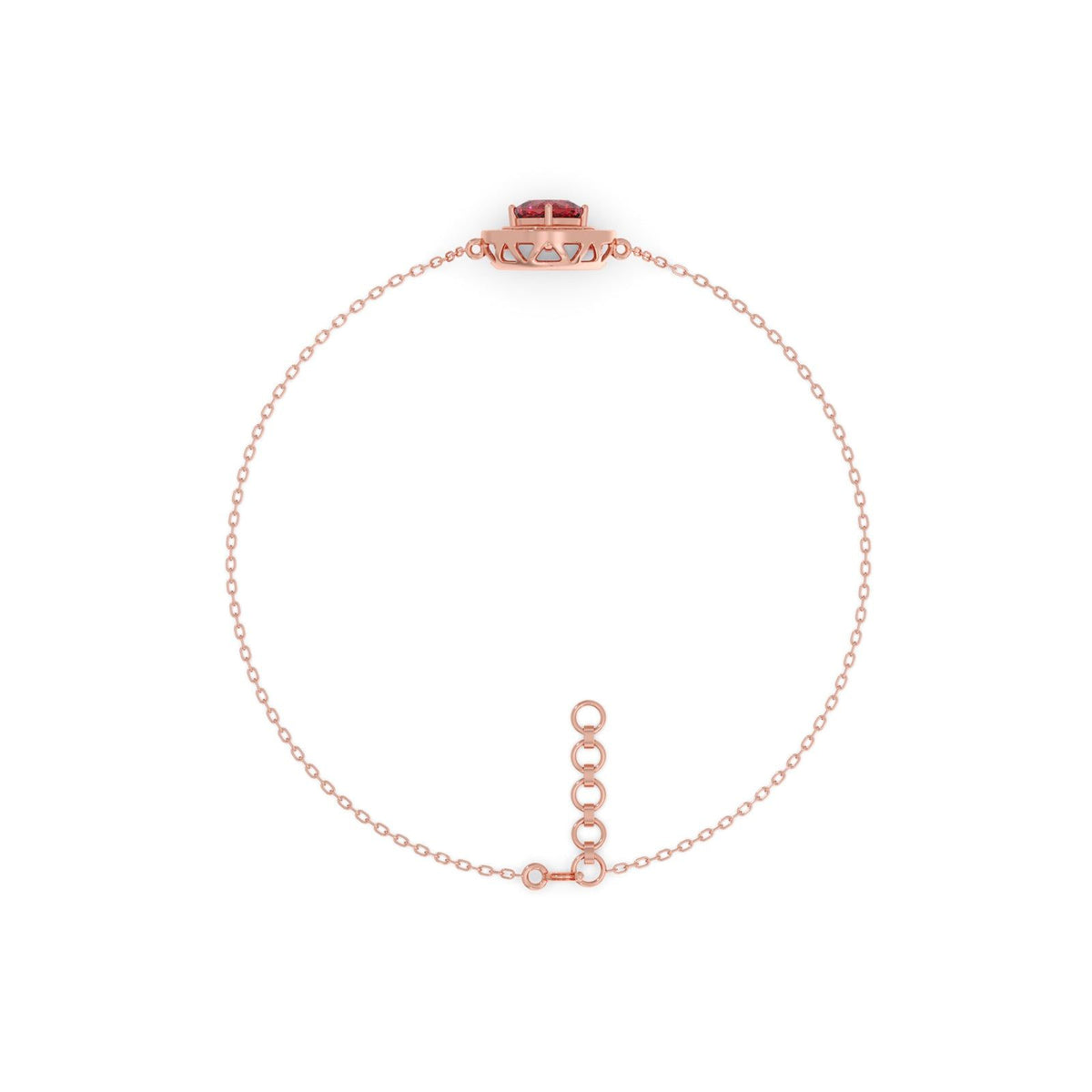 Red Cushion Halo Diamond Bracelet