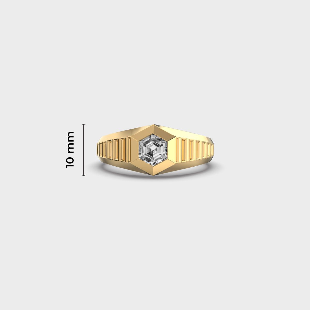 Hexagon Signet Diamond Ring For Men - View 5