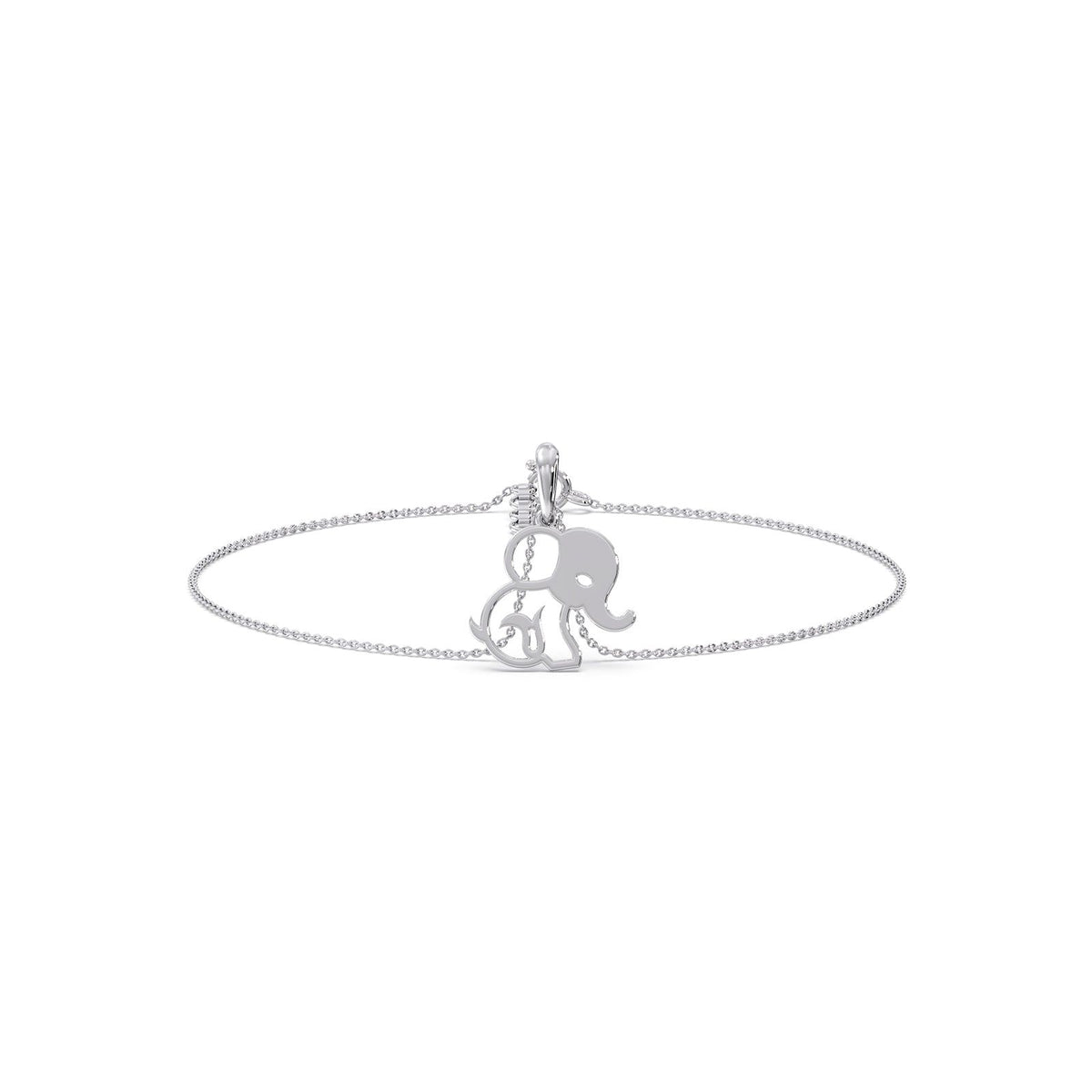 Elephant Charm Plain Gold Chain Bracelet