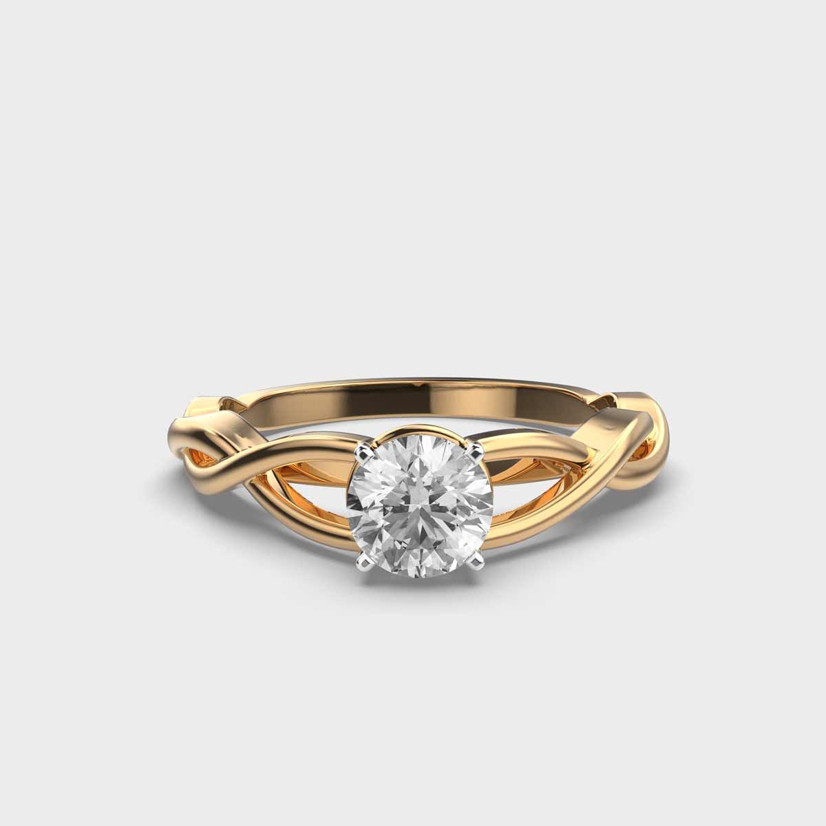 Twisted Vine Solitaire Diamond Band Ring - View 1