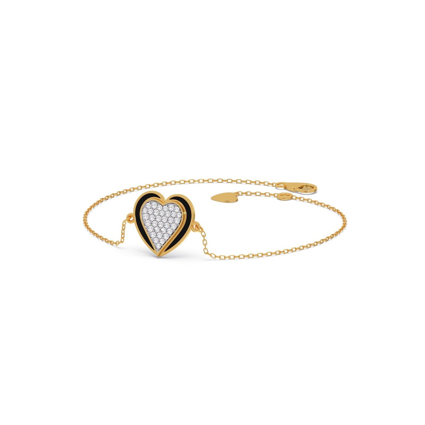 Ceramic Heart Diamond Chain Bracelet