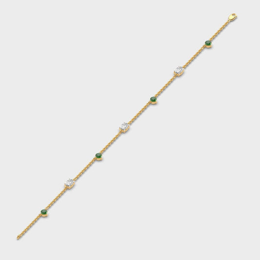 Minimal Artemis Green Dot Stone Diamond Bracelet