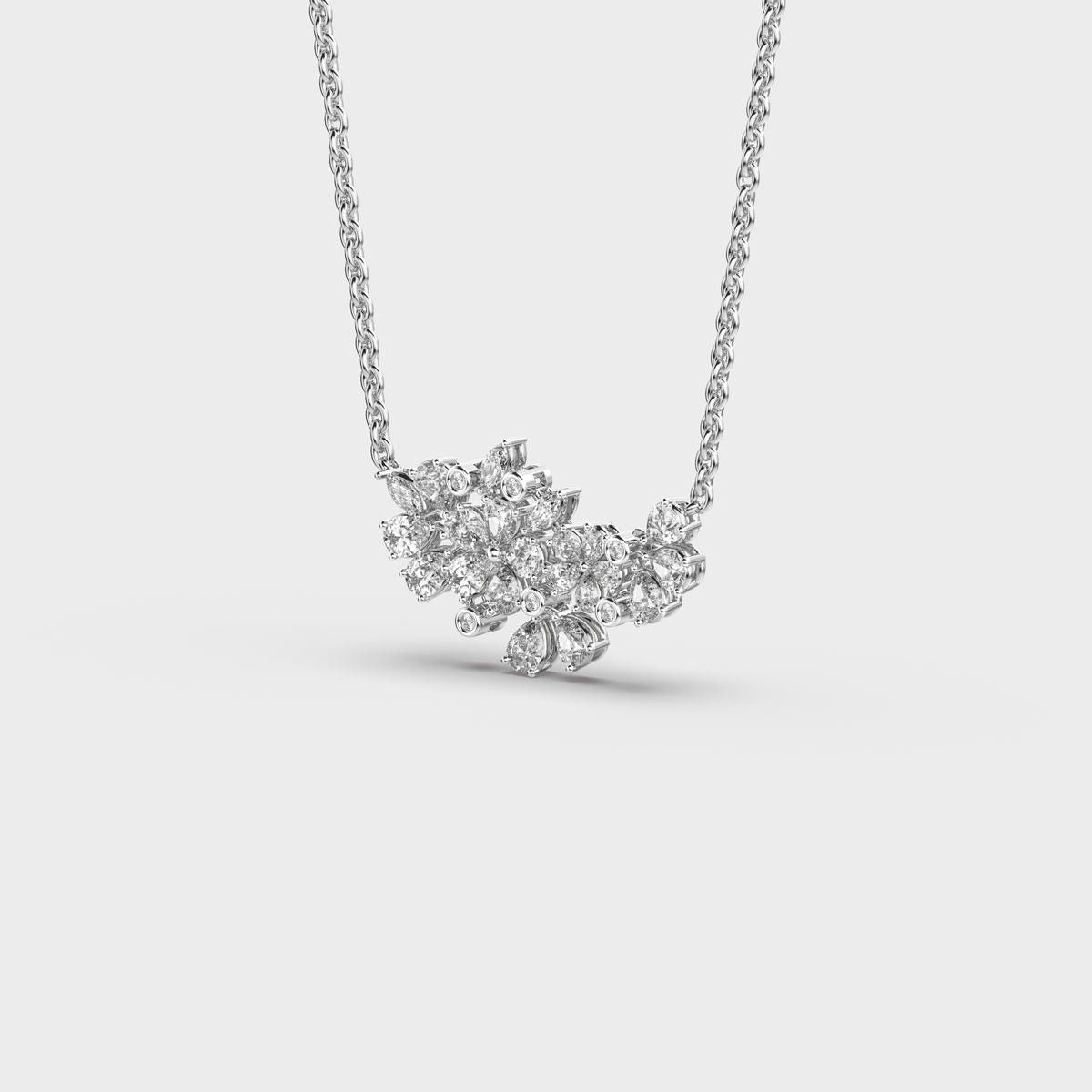 Wild Bloom Diamond Cluster Necklace (With Chain)