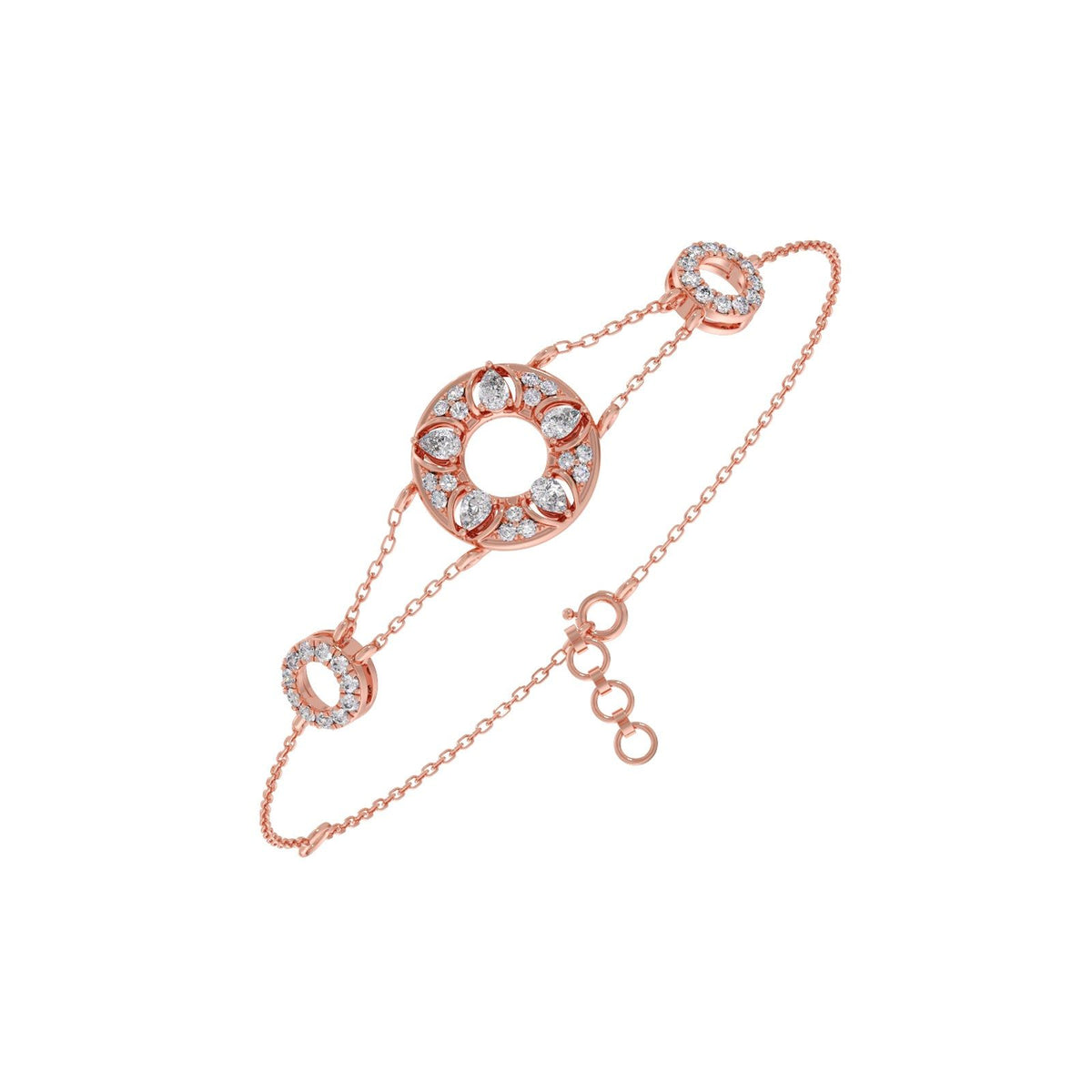 Round Diamond Triple Circle Bracelet