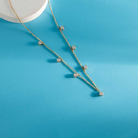 Beaded Elegance Diamond Pendant with Chain