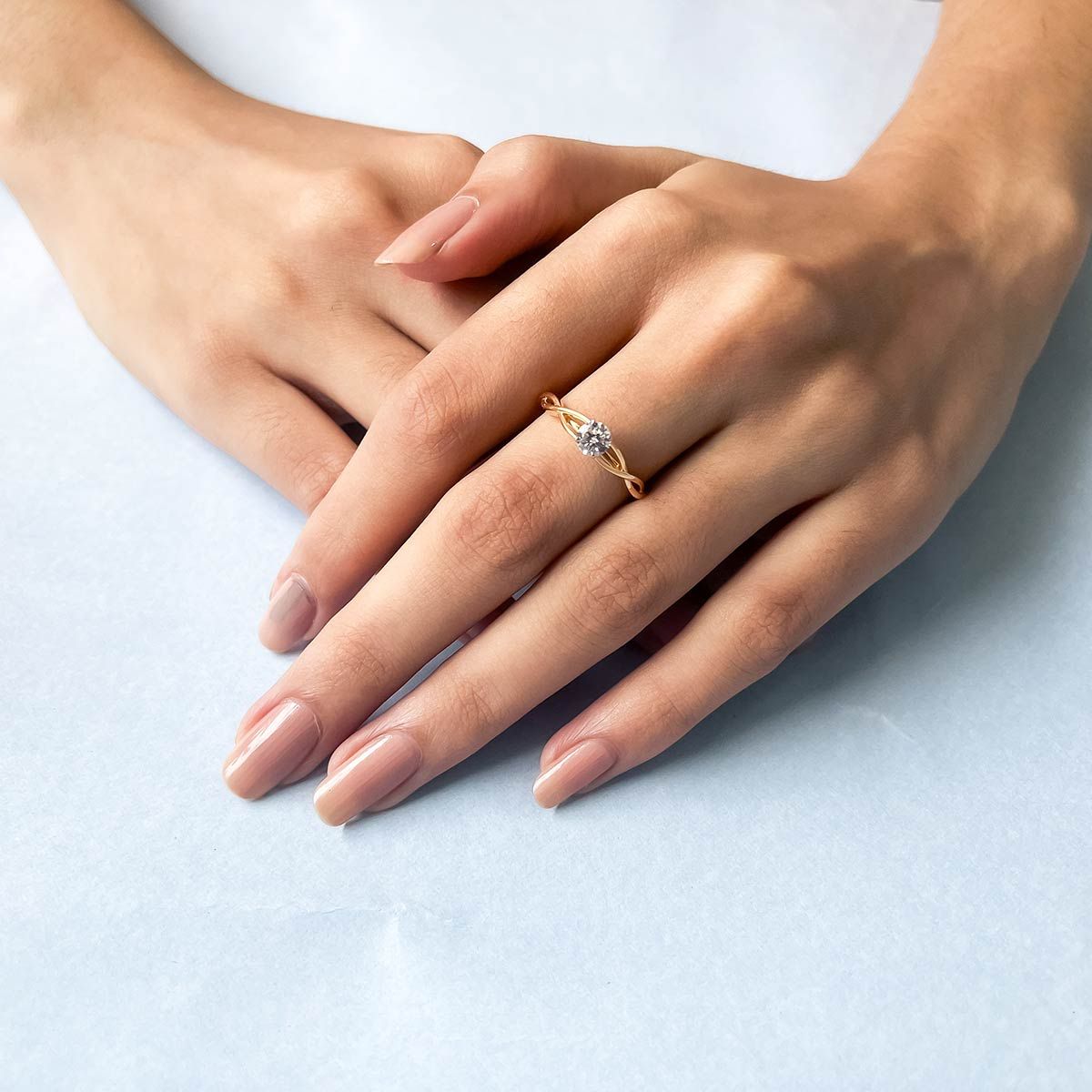Twisted Vine Solitaire Diamond Band Ring - View 6