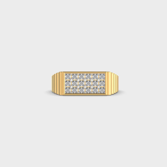 Princess Cut Grid Signet Diamond Ring For Men - View 10