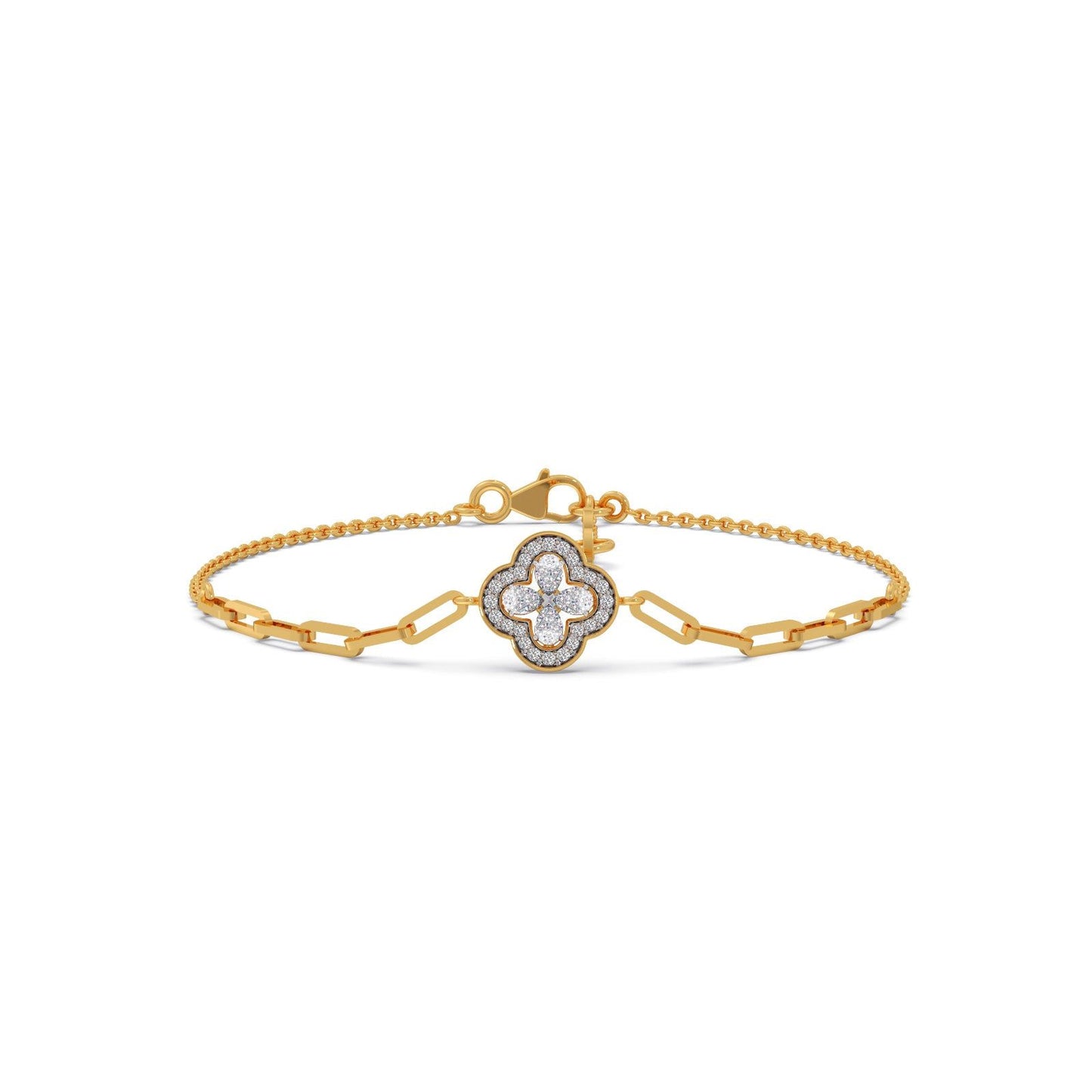 Clover Link Diamond Chain Bracelet