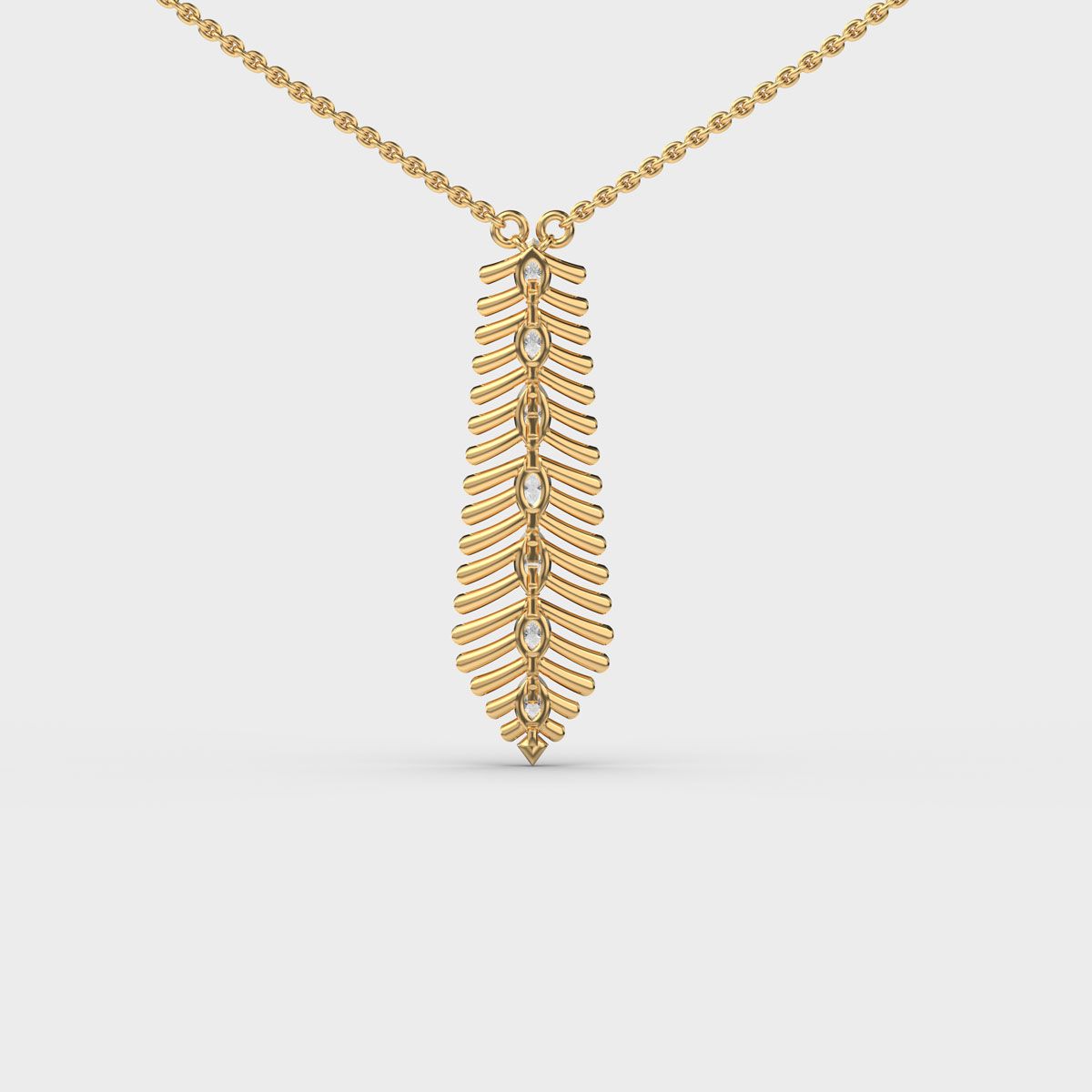 Elongated Fern Diamond Necklace