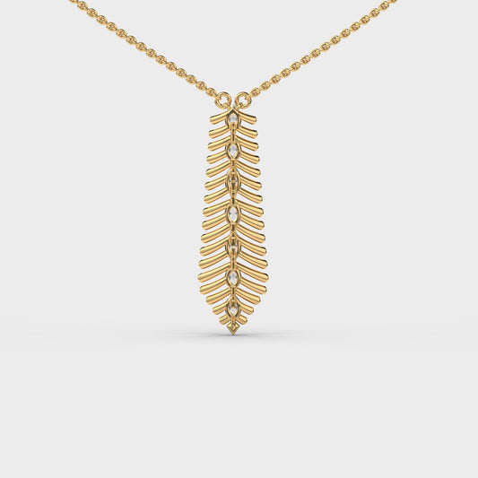 Elongated Fern Diamond Necklace