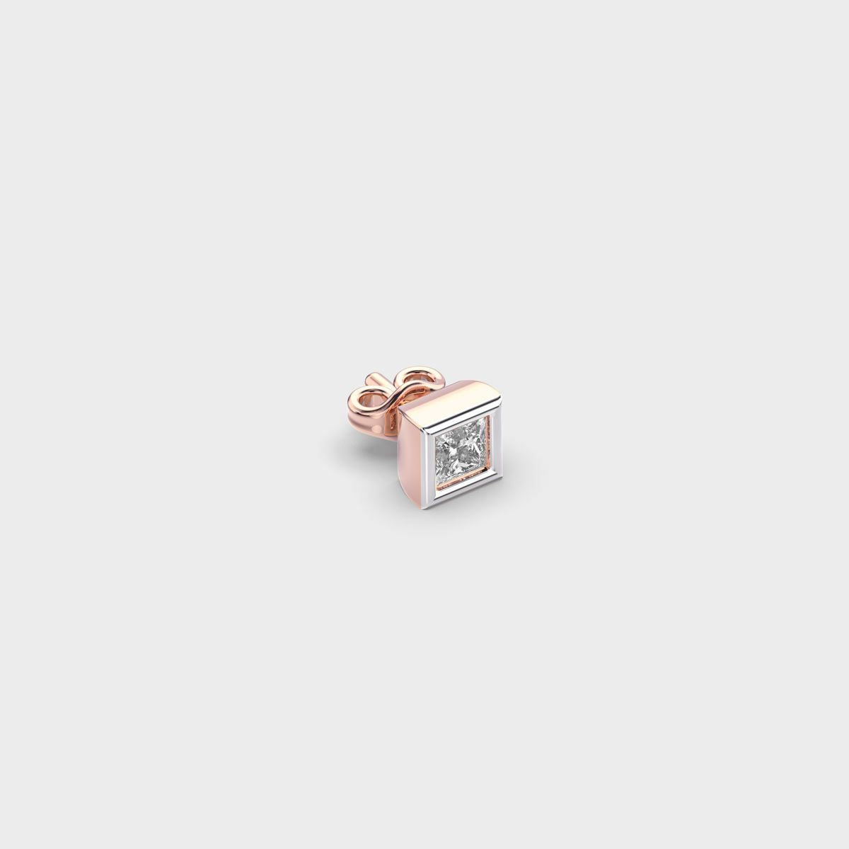 Shimmering Squared Princess Cut Diamond Stud For Men