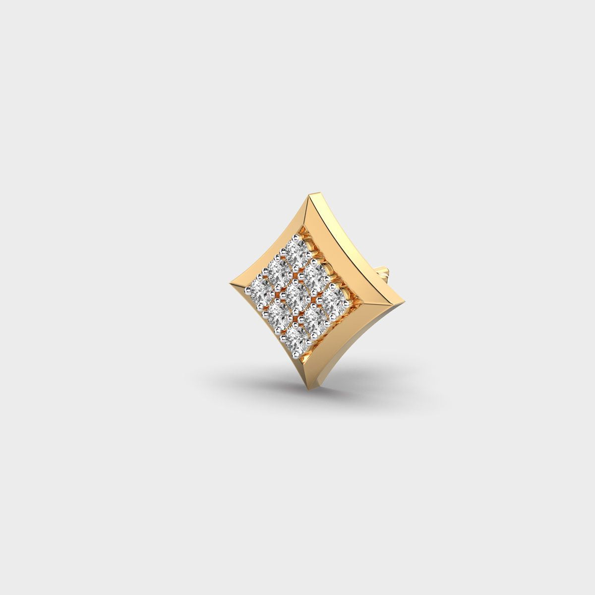 9 Rhombus Round Diamond Stud For Men