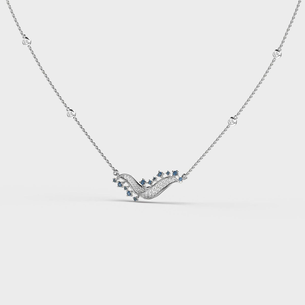 Blue Stone Wave Diamond Necklace