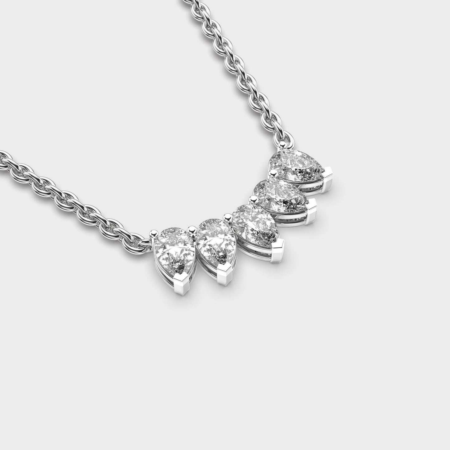 Inverted Tiara Pear Diamond Necklace