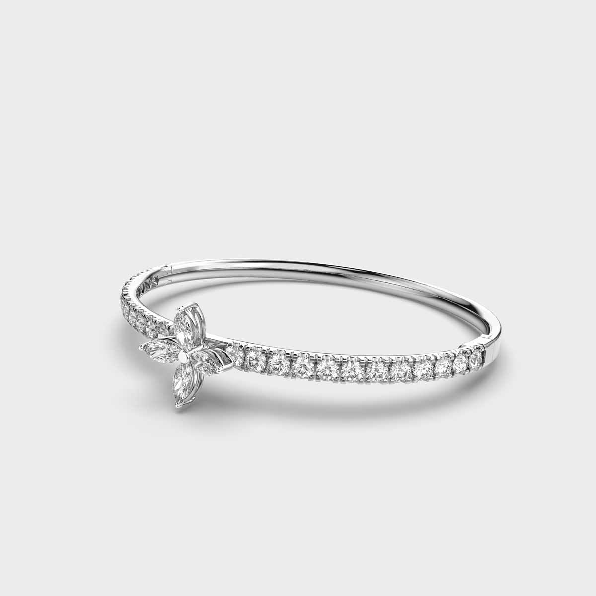 Alluring Floral Fixed Diamond Bracelet