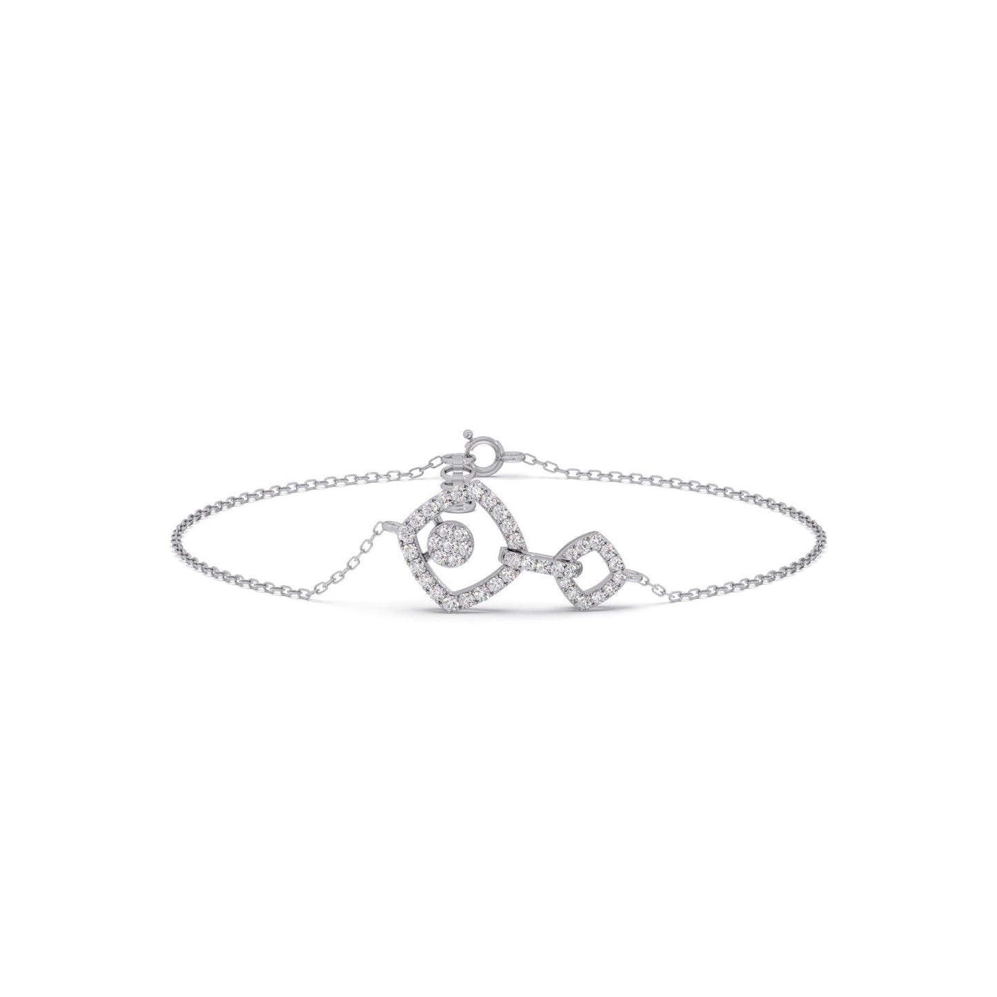 Interlocking Geometric Shape Diamond Chain Bracelet