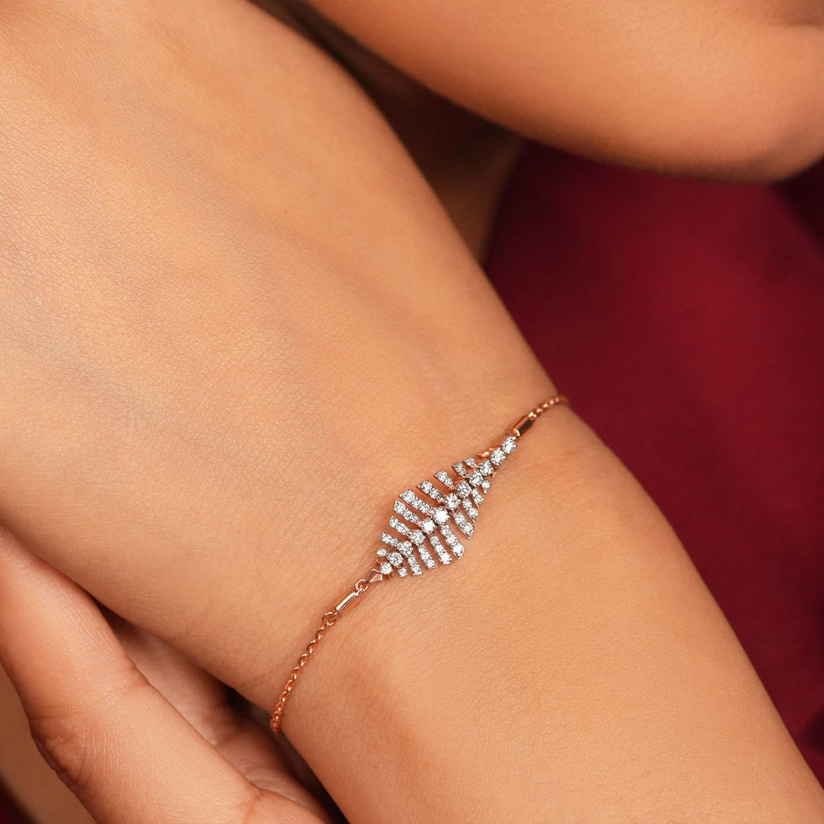 Gilded Fern Diamond Chain Bracelet