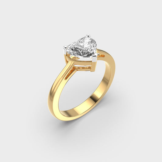 Love Me More Heart Solitaire Diamond Ring - View 2