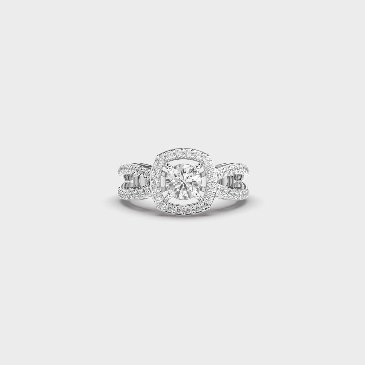 Brilliant Cut Diamond Halo Band Ring - View 30