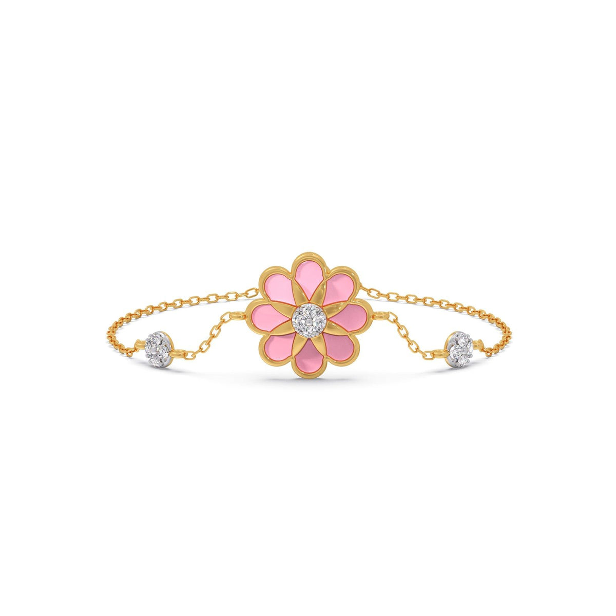 Pink Petal Bloom Diamond Kids Bracelet