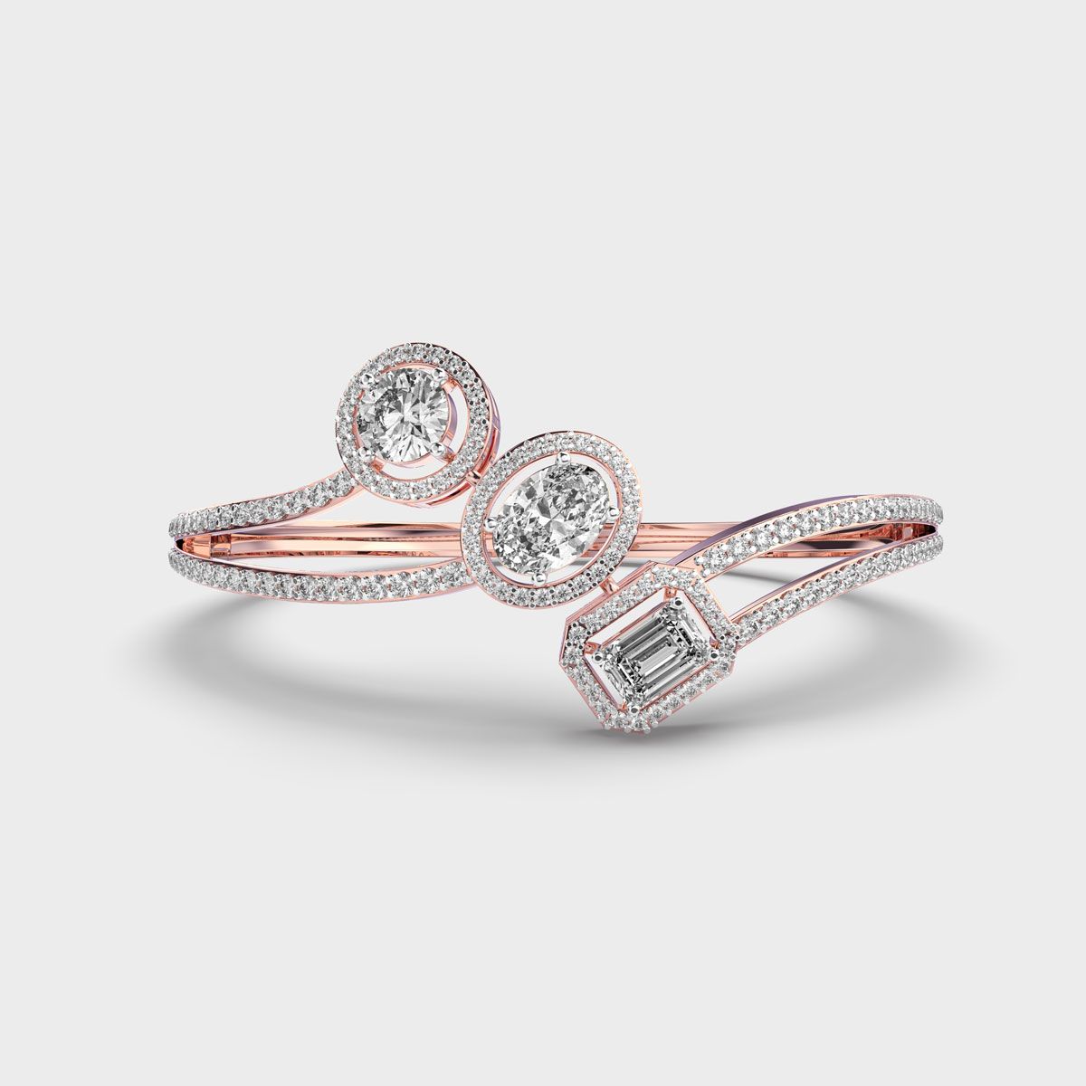 Three Pretty Curve Diamond Bracelet