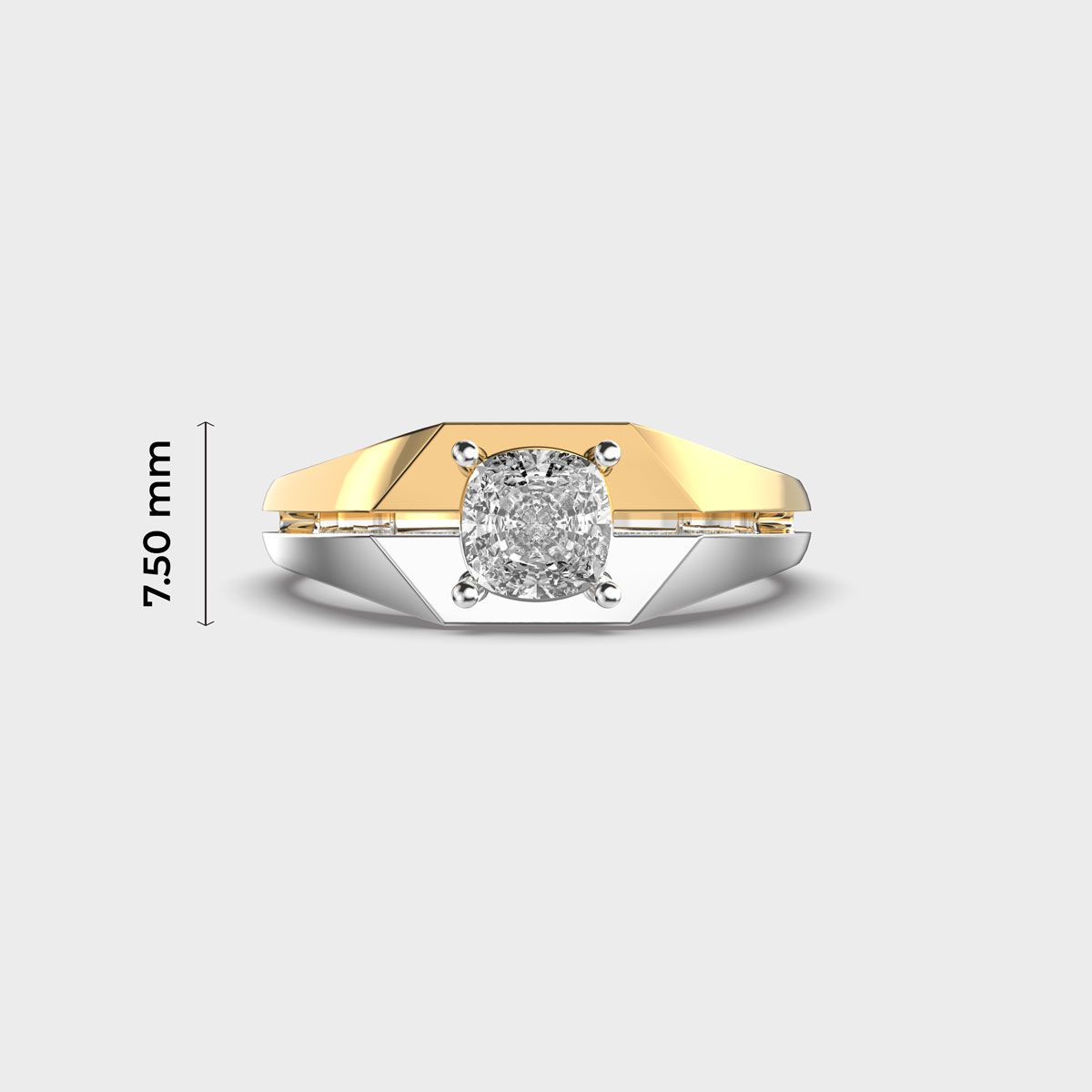 Dual Tone Geometric Round Diamond Ring For Men - View 5