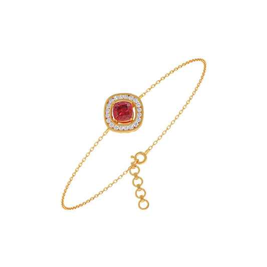 Red Cushion Halo Diamond Bracelet
