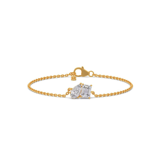 Pear & Emerald Cut Diamond Delicate Chain Bracelet