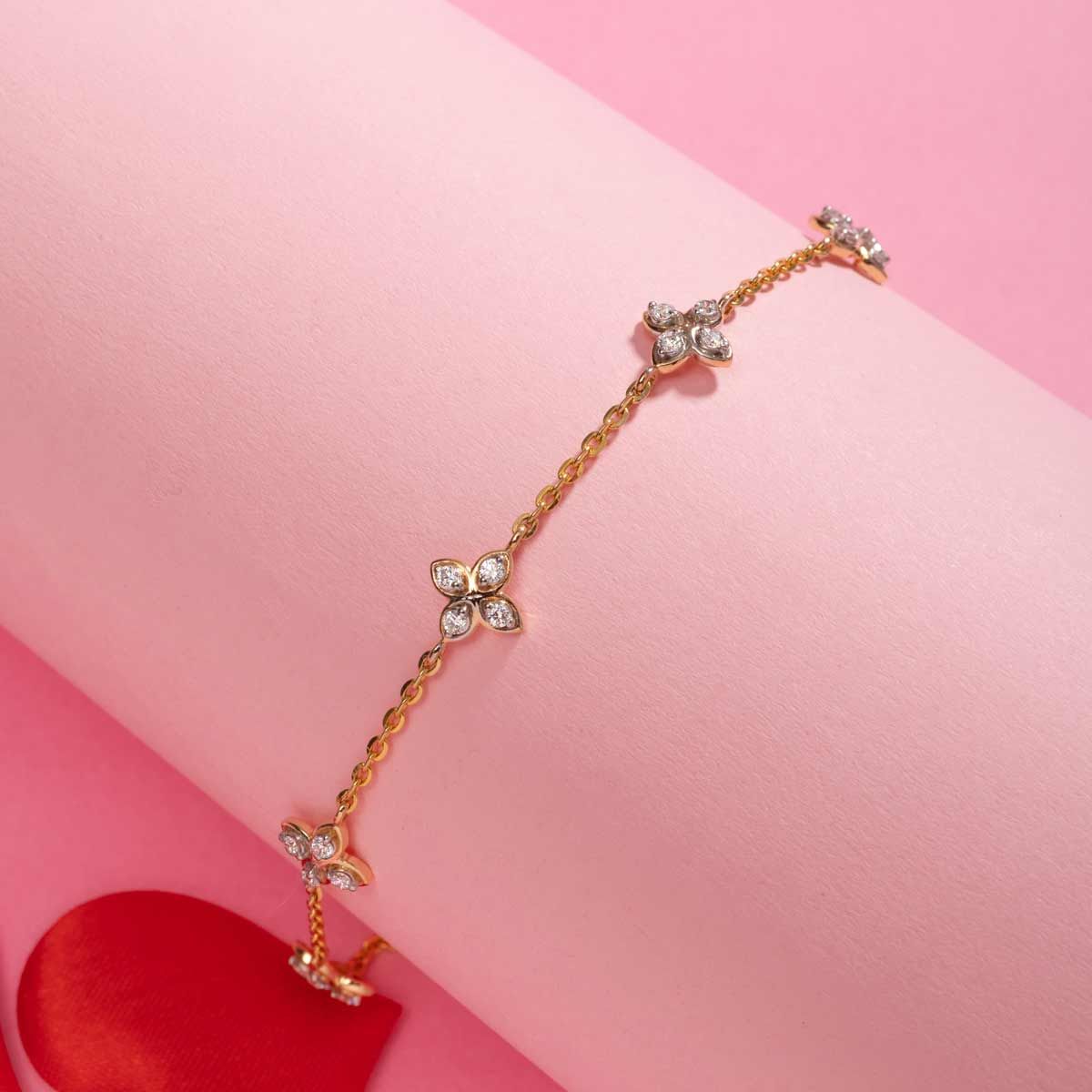 Soft Weave Flower Diamond Bracelet