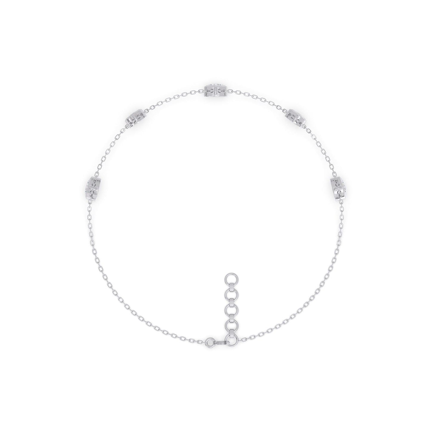 Oval Gem Round Diamond Chain Bracelet