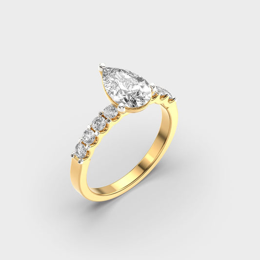 Pear Shaped Glory Solitaire Diamond Ring - View 3