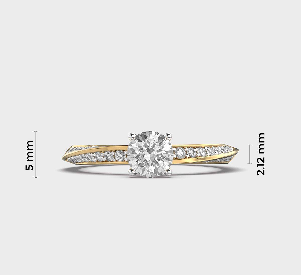 Gentle Wave Round Diamond Ring - View 5