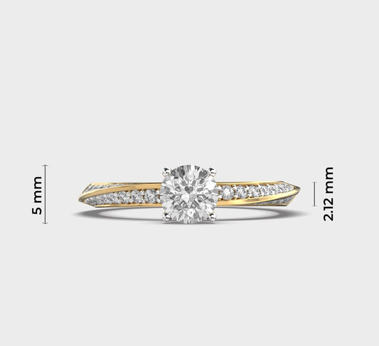 Gentle Wave Round Diamond Ring - View 5